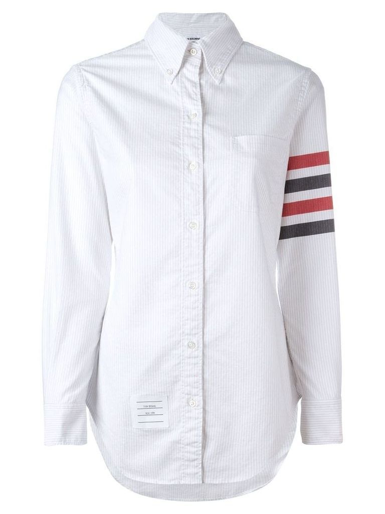 Thom Browne Long Sleeve Button Down With Woven 4-Bar Stripe In