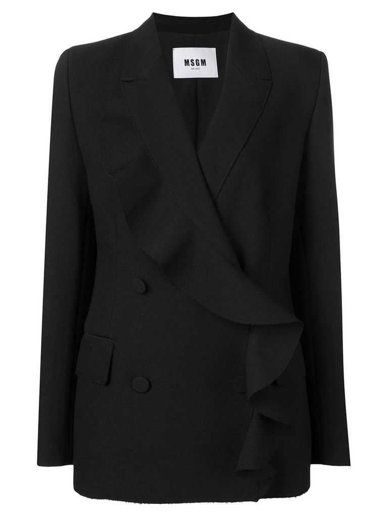 MSGM double-breasted ruffle jacket - Black