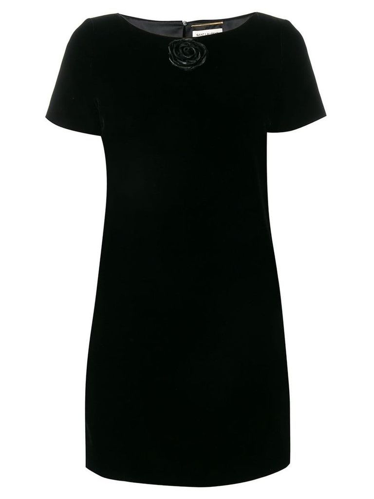 Saint Laurent rose appliqué dress - Black