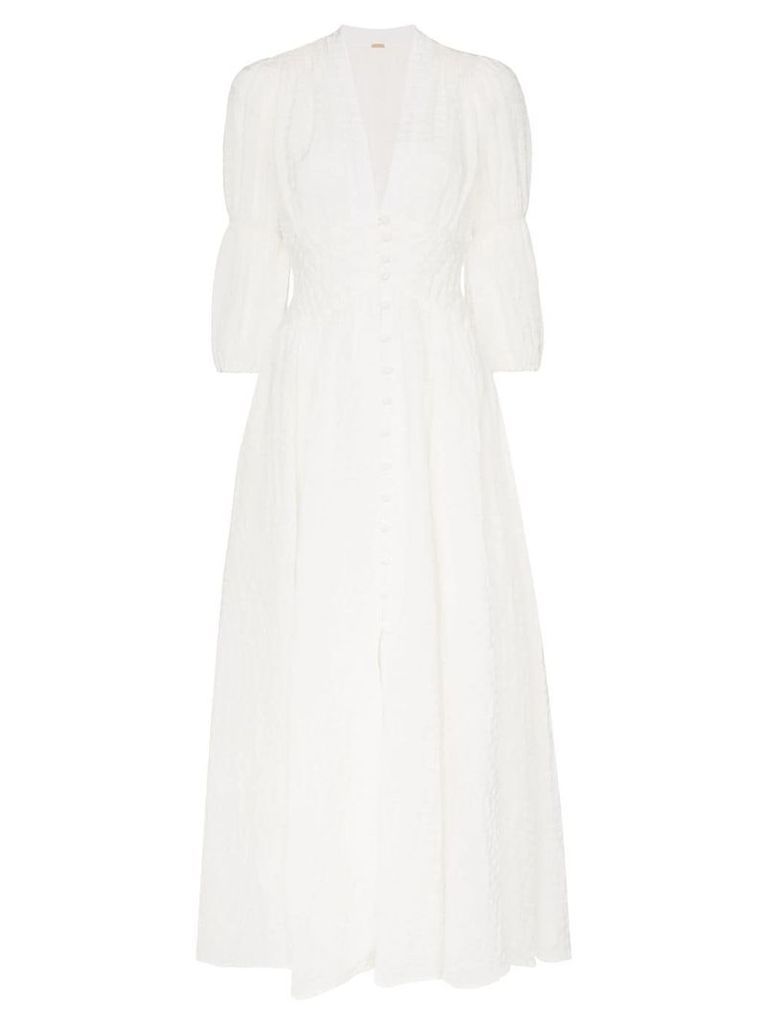 Cult Gaia Willow button-down linen blend dress - White