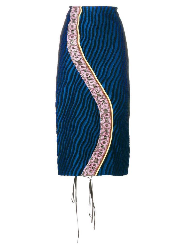 Marni striped panel pencil skirt - Blue