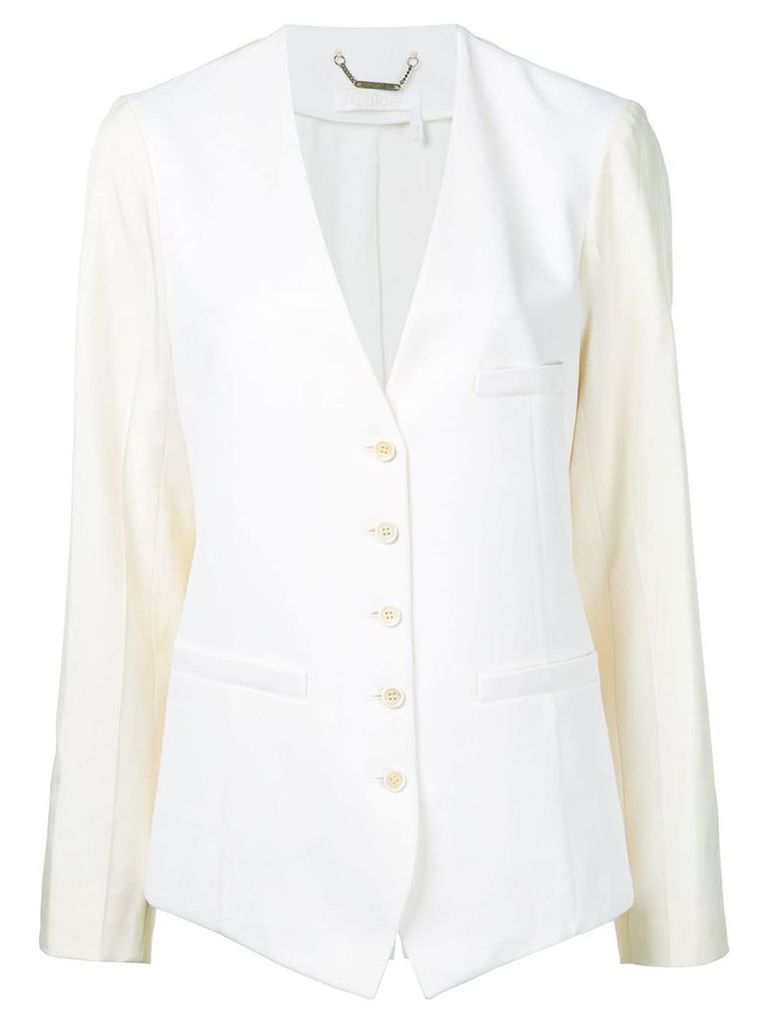 Chloé waistcoat style collarless blazer - White