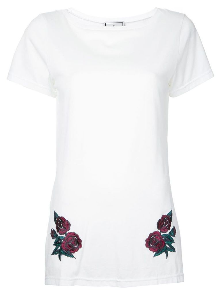 Maison Mihara Yasuhiro flower embroidered long T-shirt - White