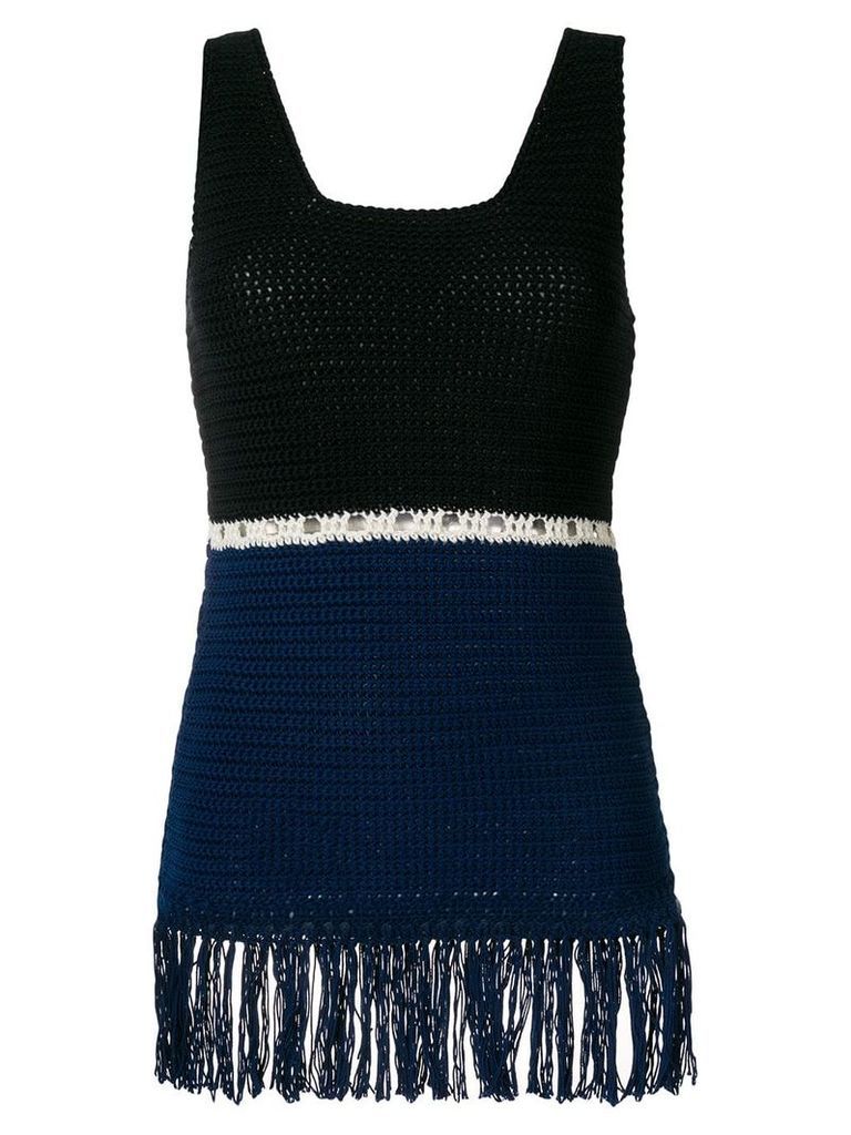 Zeus+Dione fringed colour block knitted top - Blue