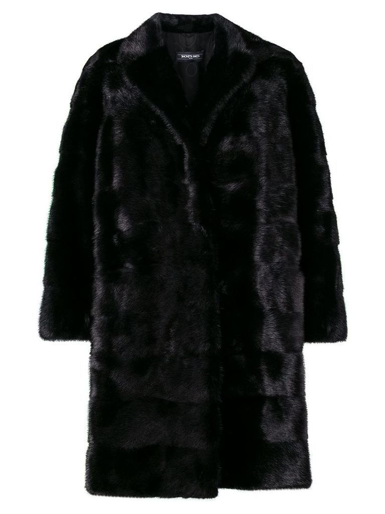 Simonetta Ravizza oversize panelled fur coat - Black