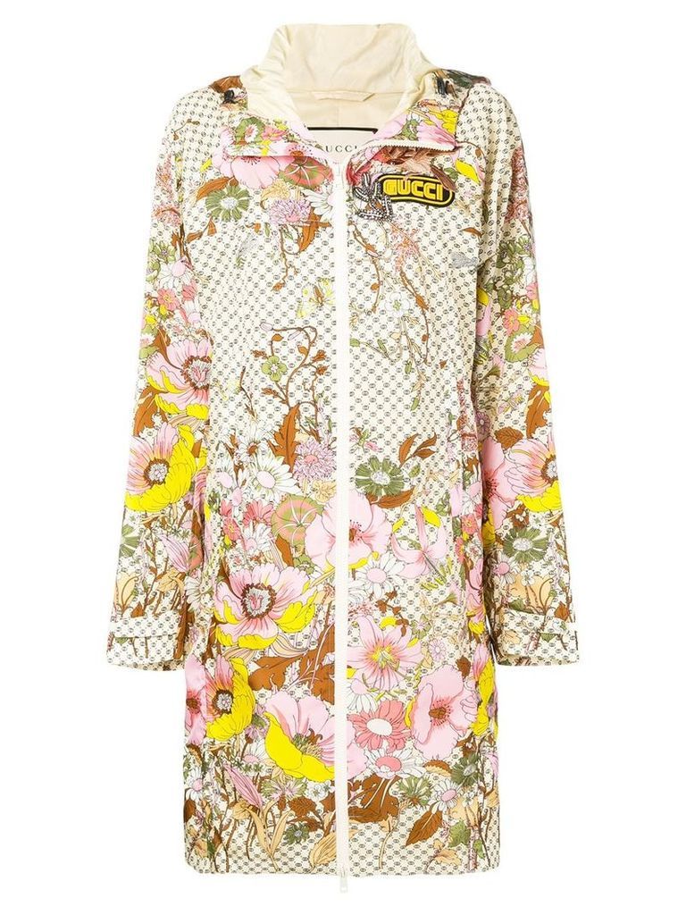 Gucci floral print raincoat - NEUTRALS