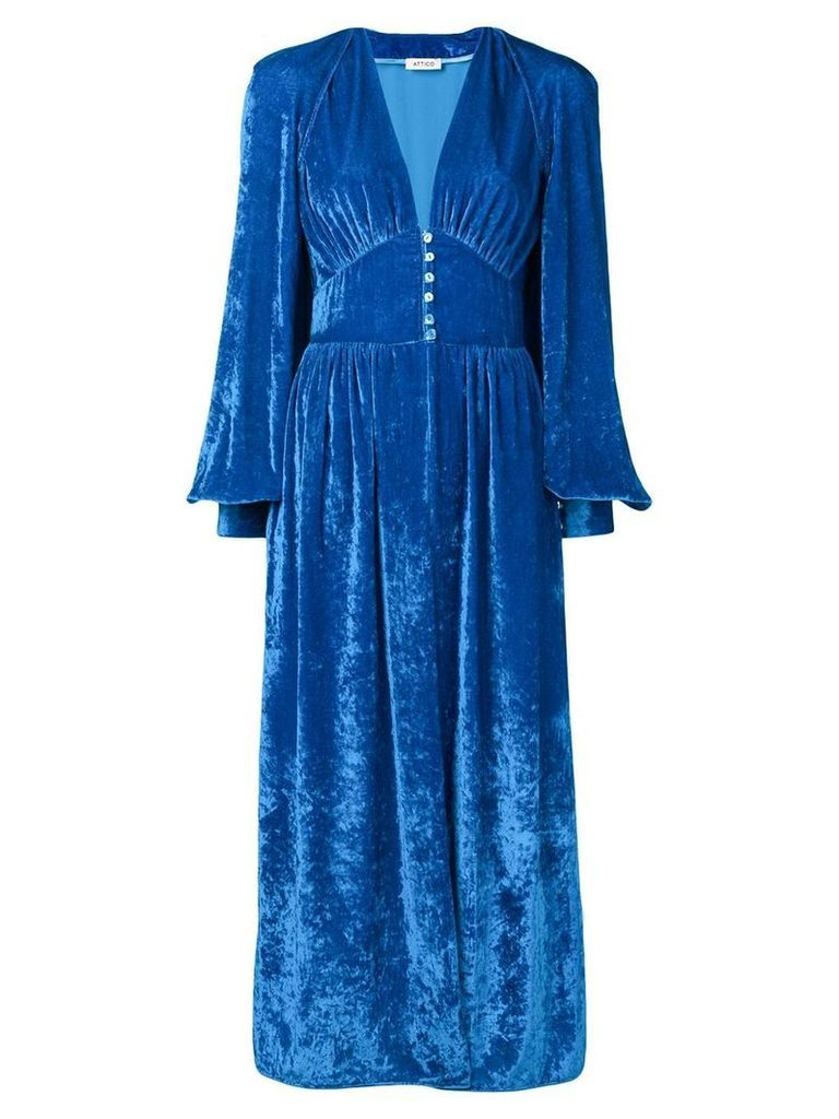 Attico velvet robe dress - Blue