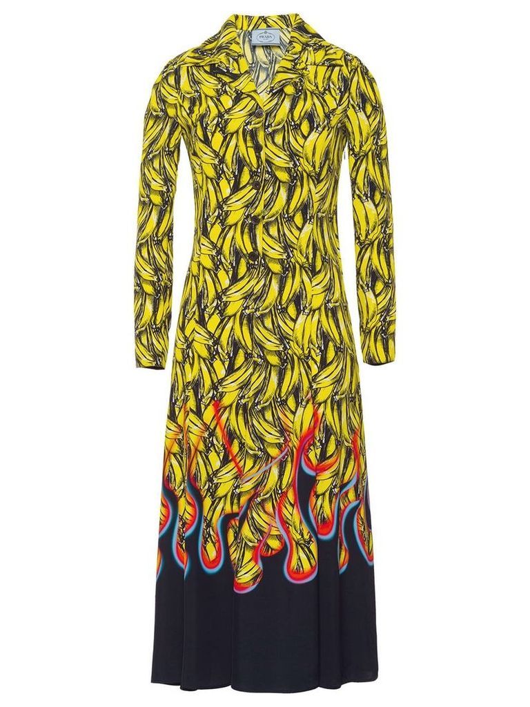Prada banana print midi dress - Yellow