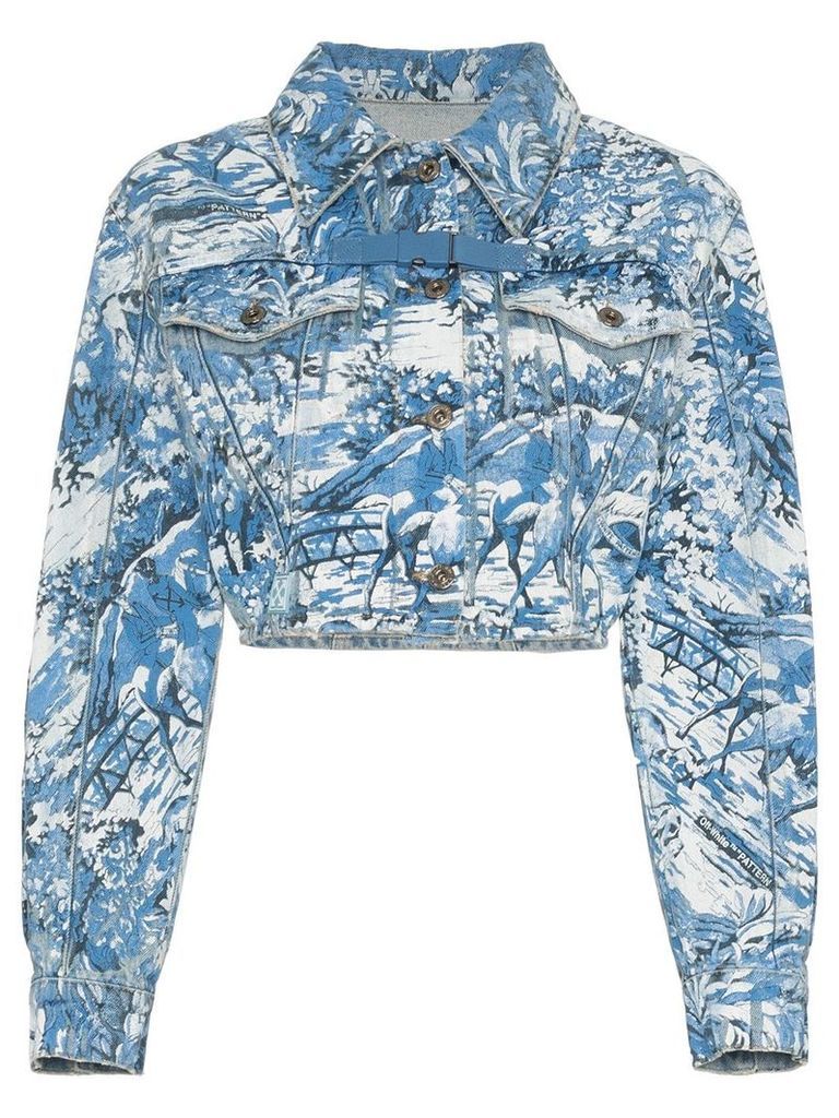 Off-White tapestry cropped denim jacket - Blue