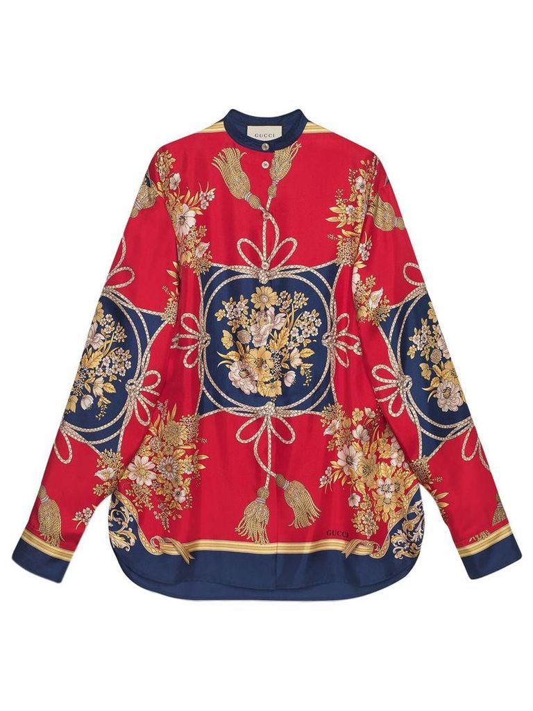 Gucci Oversize shirt with flowers and tassels - Red