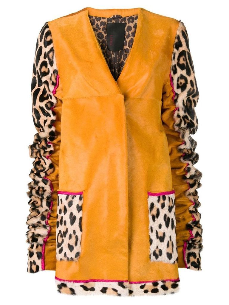 Liska animal printed sleeves coat - Yellow