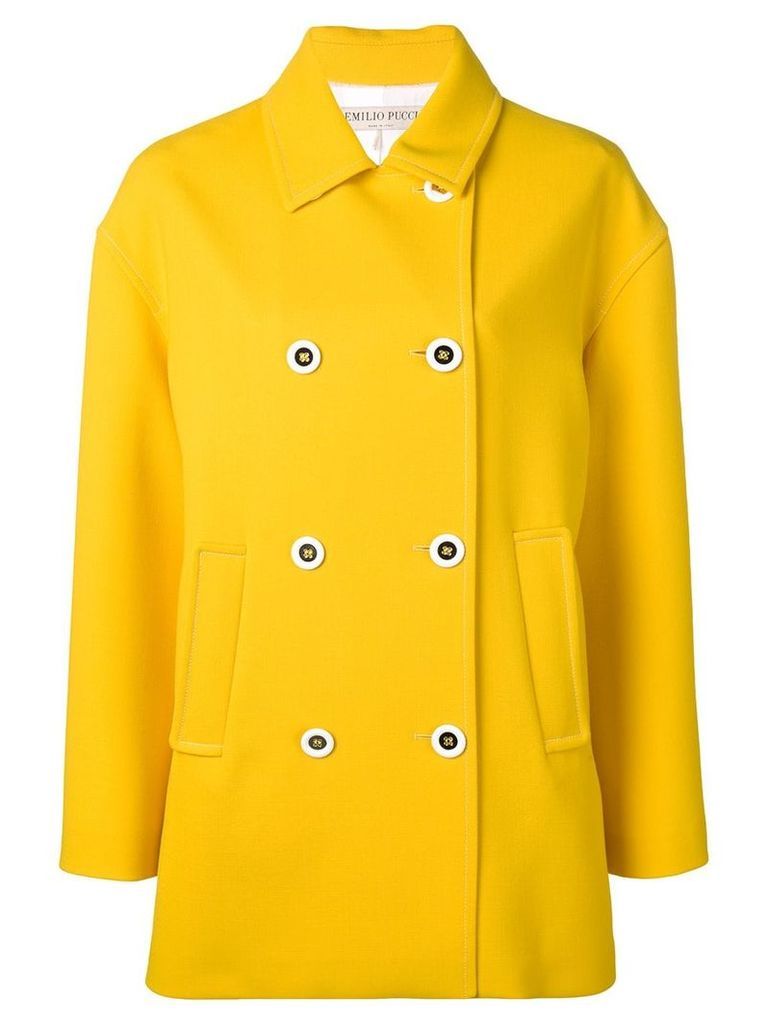 Emilio Pucci Yellow Double-Breasted Pea Coat