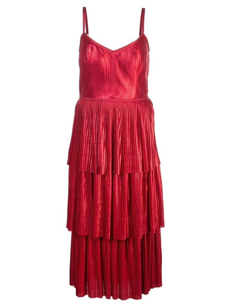 Marchesa Notte pleated midi dress - Red
