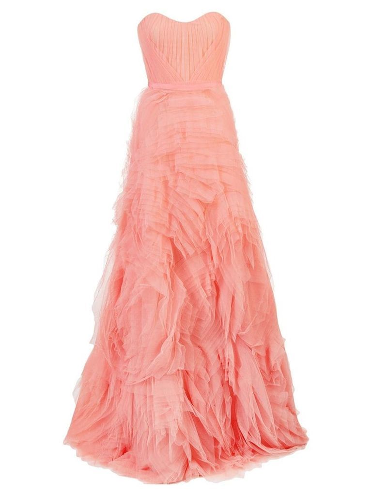 Marchesa Notte long tulle dress - PINK