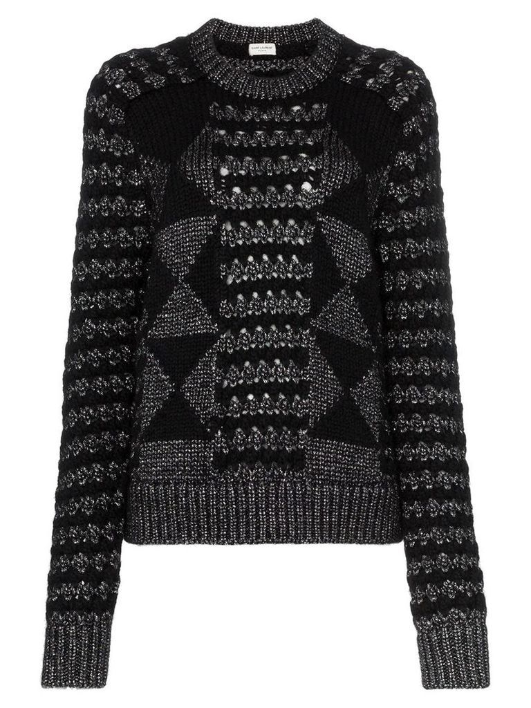 Saint Laurent cable knit mohair jumper - Black