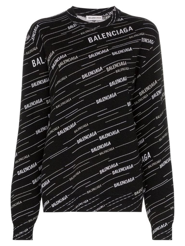 Balenciaga logo-intarsia wool jumper - Black