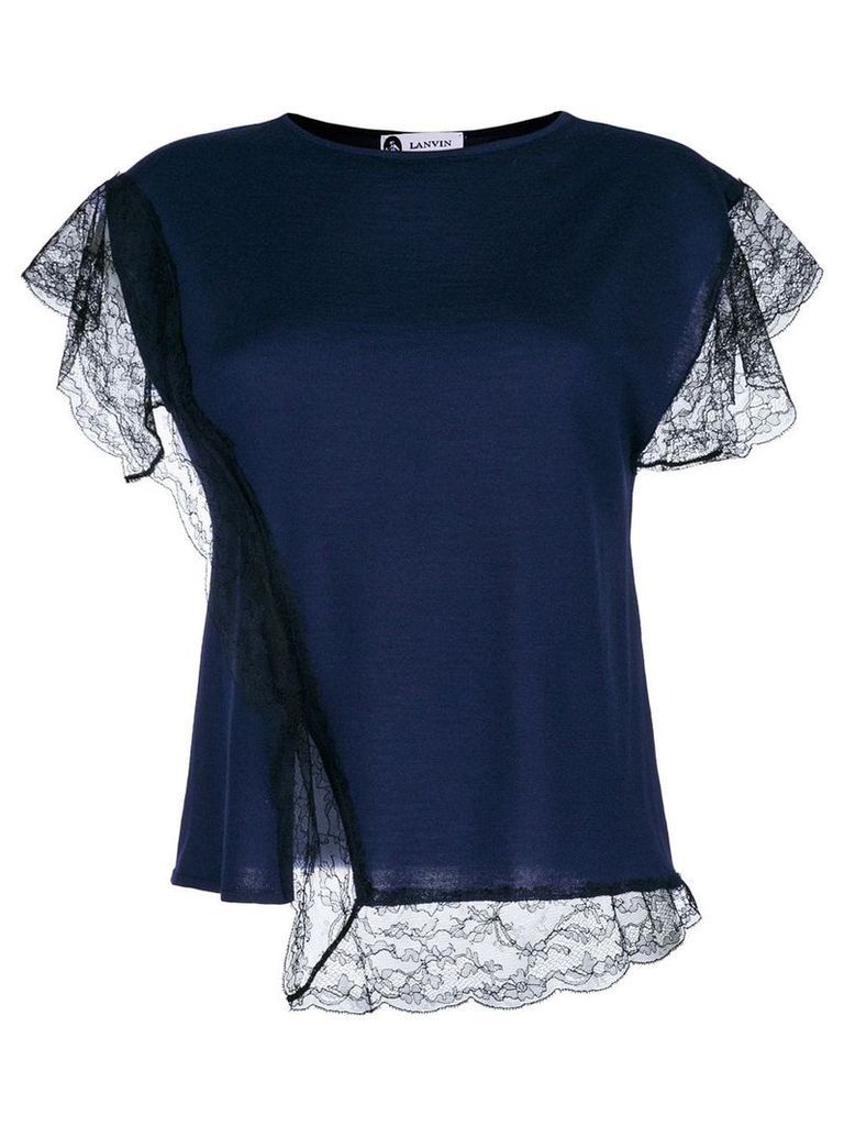 Lanvin lace insert T-shirt - Blue