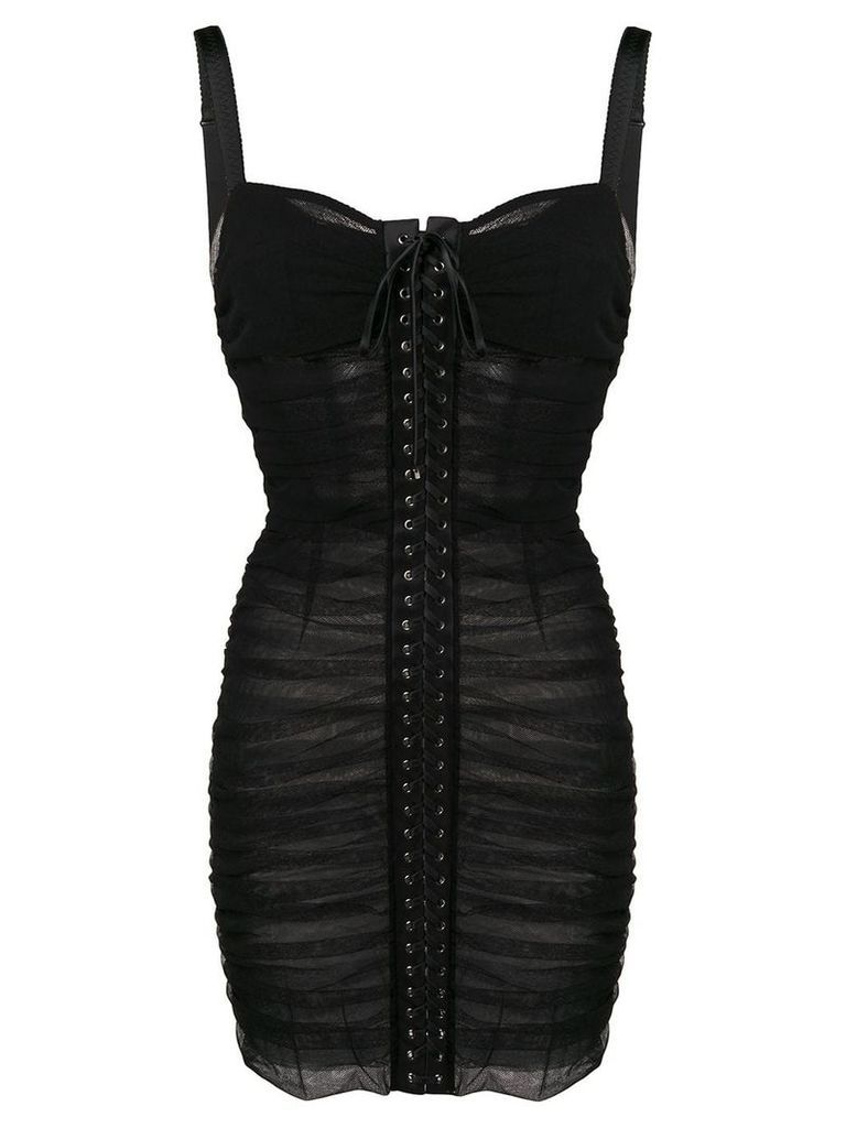 Dolce & Gabbana lace-up ruched dress - Black