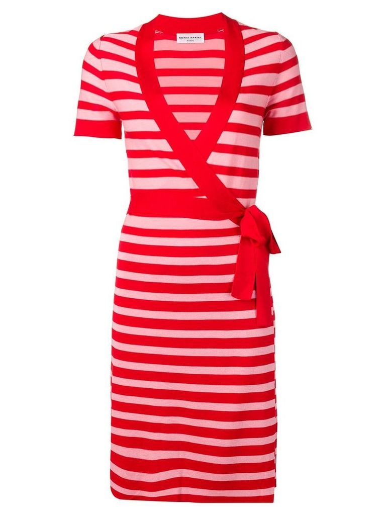 Sonia Rykiel striped knit wrap dress - Red