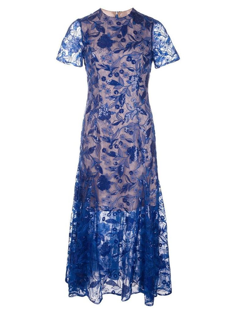 Costarellos sequin embroidered lace dress - Blue
