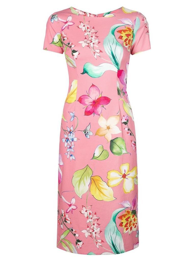 Carolina Herrera floral print fitted dress - PINK