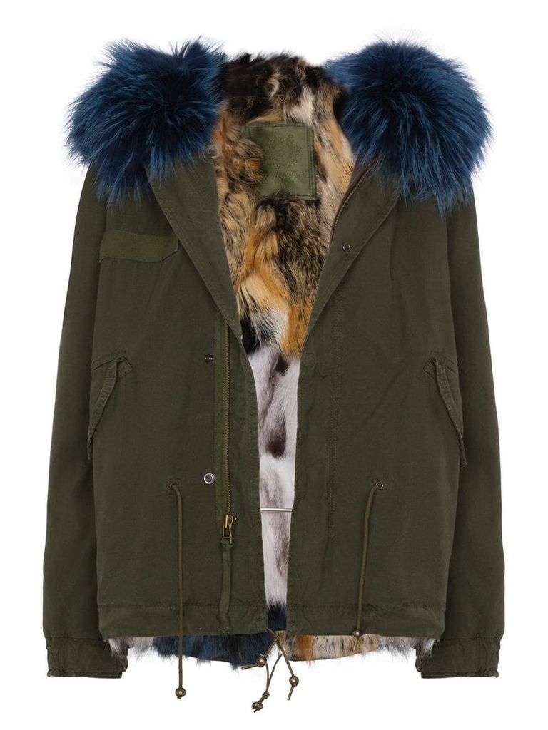 Mr & Mrs Italy mini patchwork fur lined parka - Green