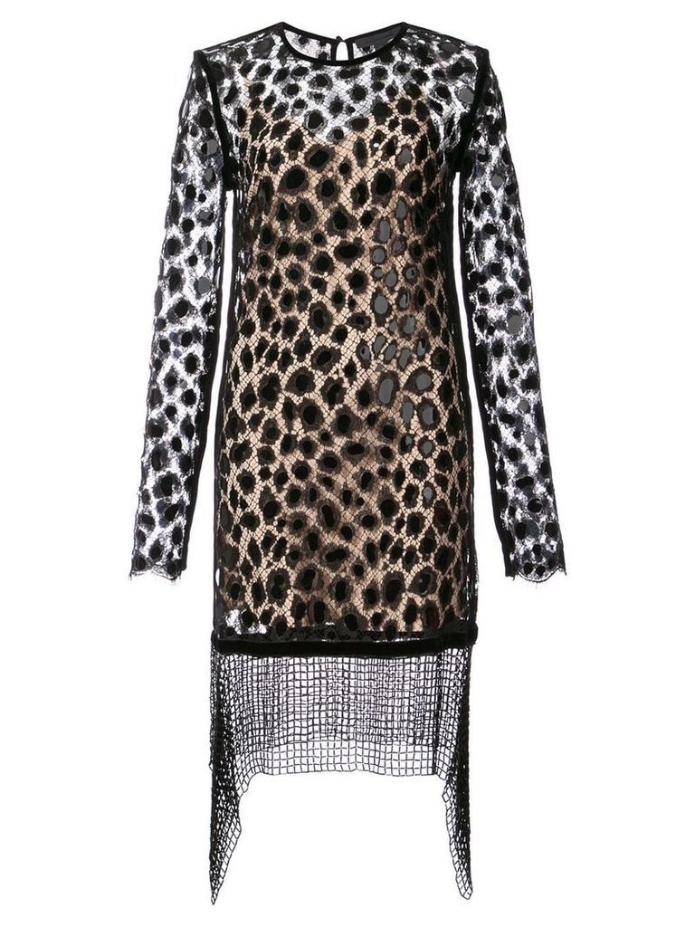 Alexander Wang Leopard Lace Long Sleeve dress - Black