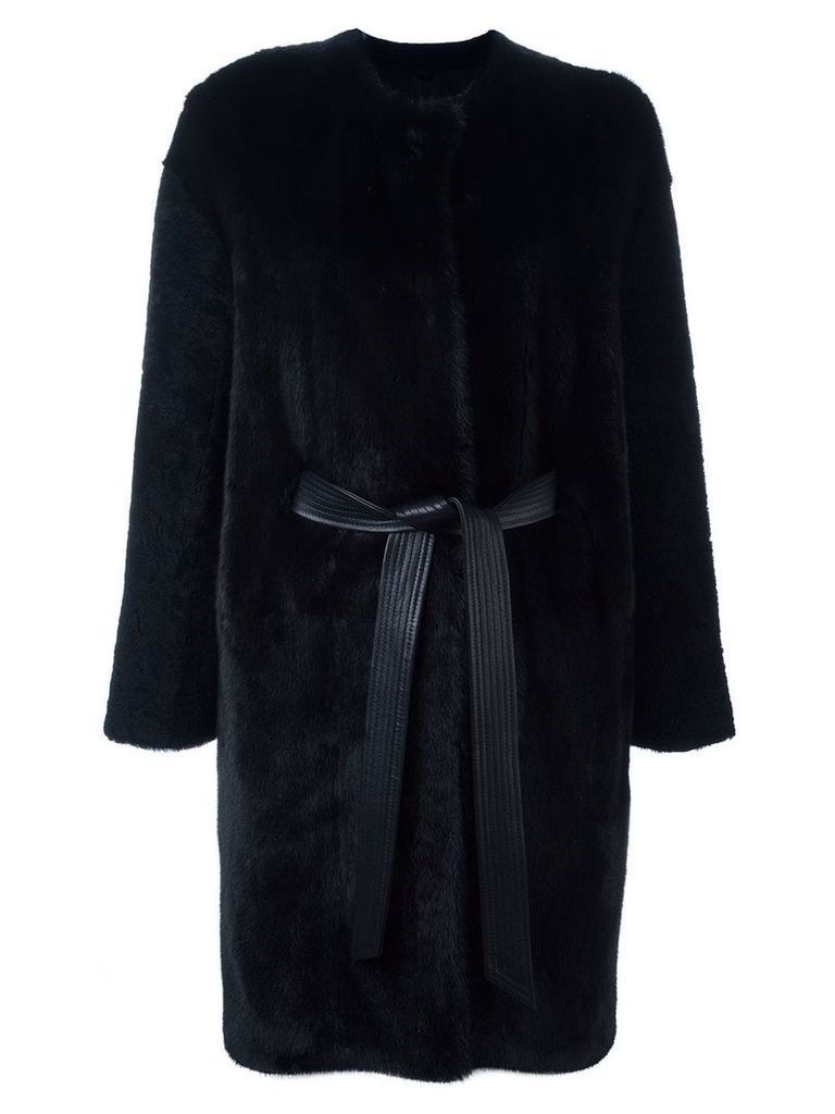 Liska belted fur coat - Blue