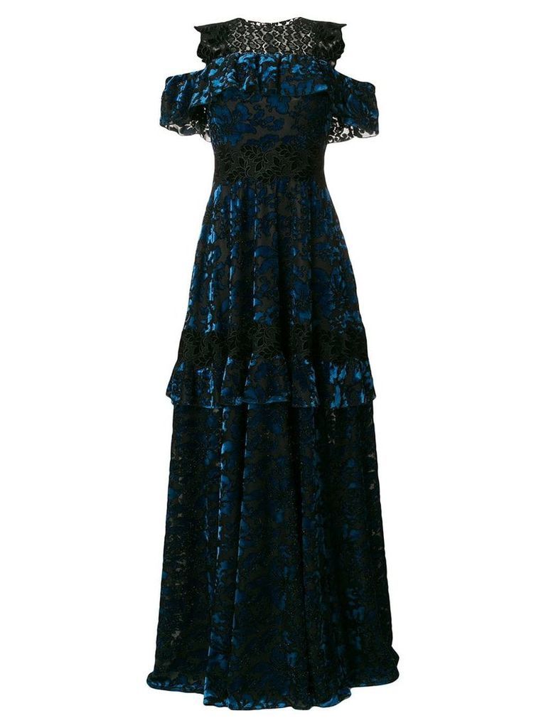 Talbot Runhof lace embellished gown - Blue