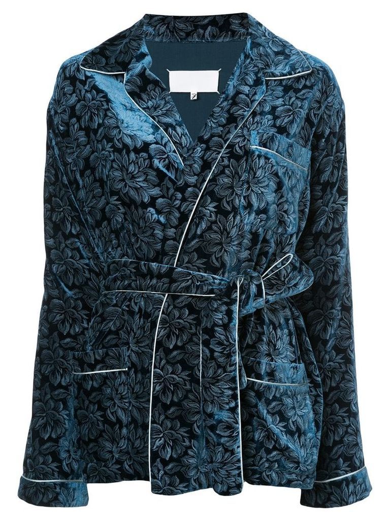 Maison Margiela belted embroidered jacket - Blue