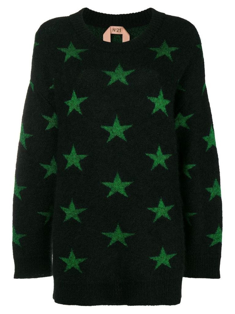 Nº21 star intarsia mohair-blend sweater - Black