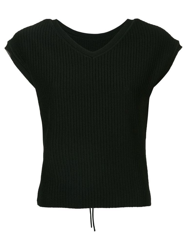 Le Ciel Bleu short-sleeve fitted sweater - Black