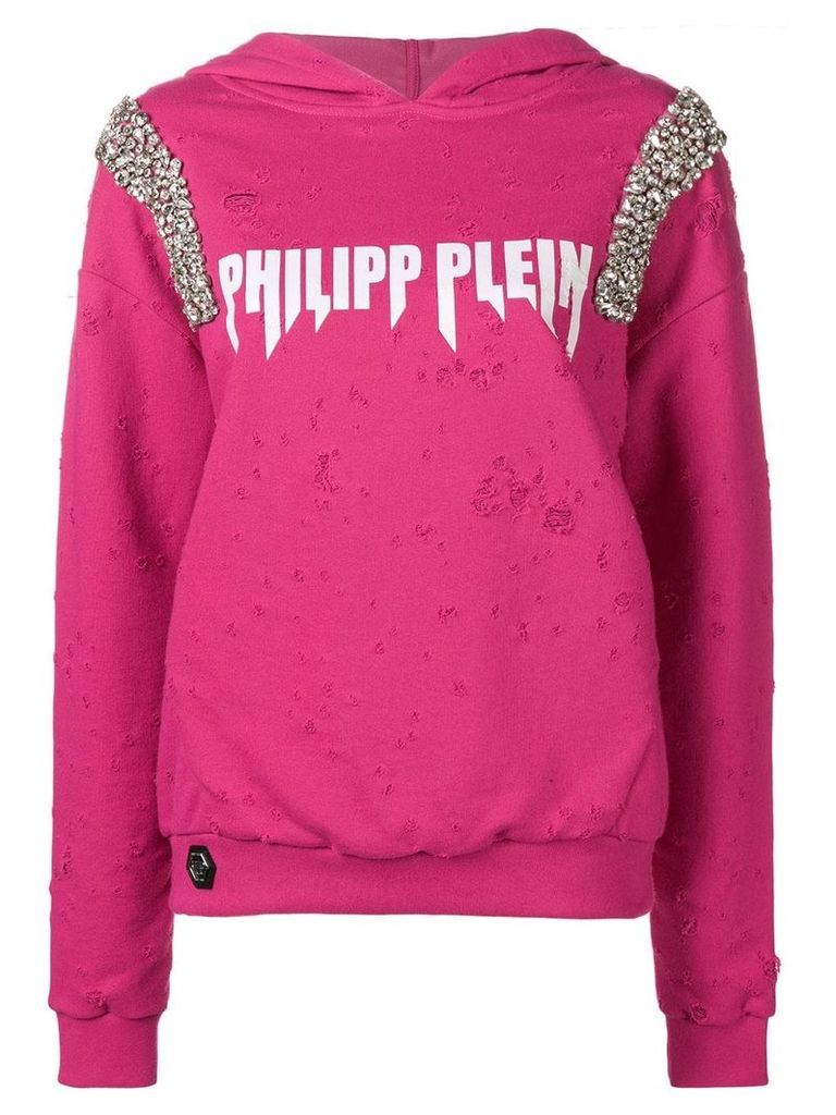Philipp Plein crystal-embellished sweatshirt - PINK