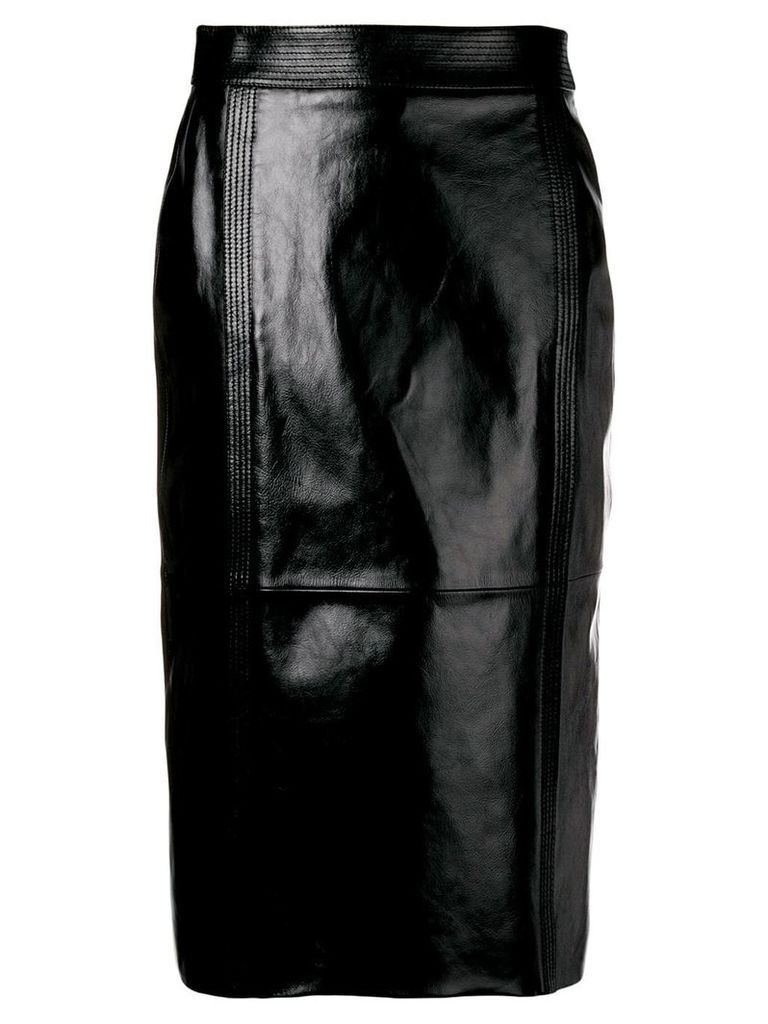 Givenchy high rise leather midi skirt - Black