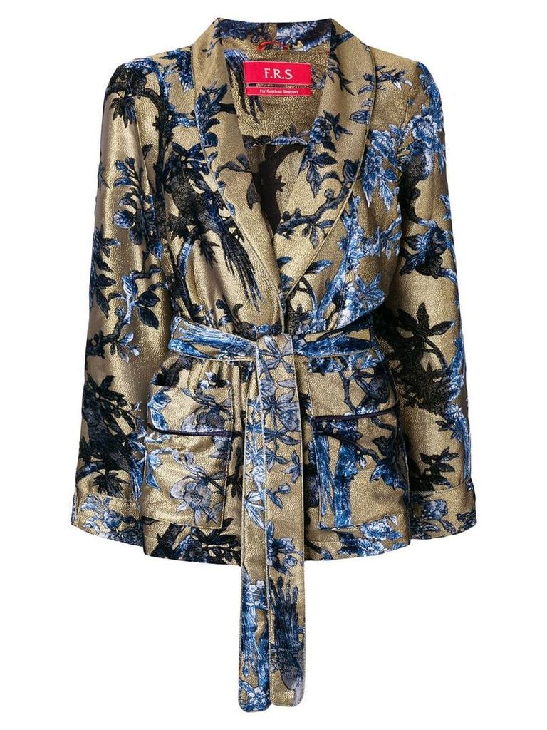 F.R.S For Restless Sleepers floral print belted blazer - Metallic
