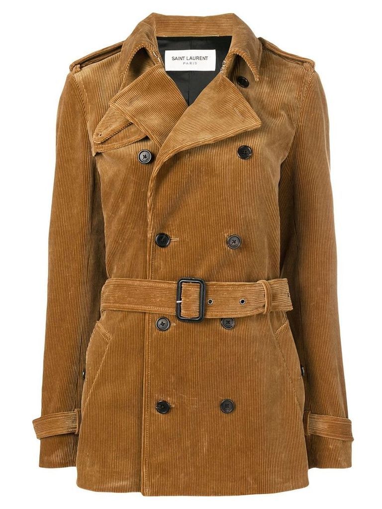 Saint Laurent corduroy trench coat - Brown