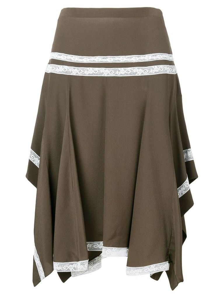 Chloé lace-embroidered flared skirt - Brown