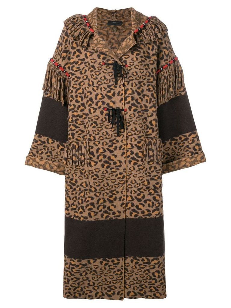 Alanui leopard print coat - Brown