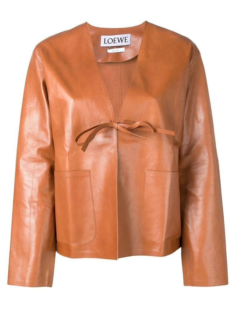 Loewe short leather jacket - Brown