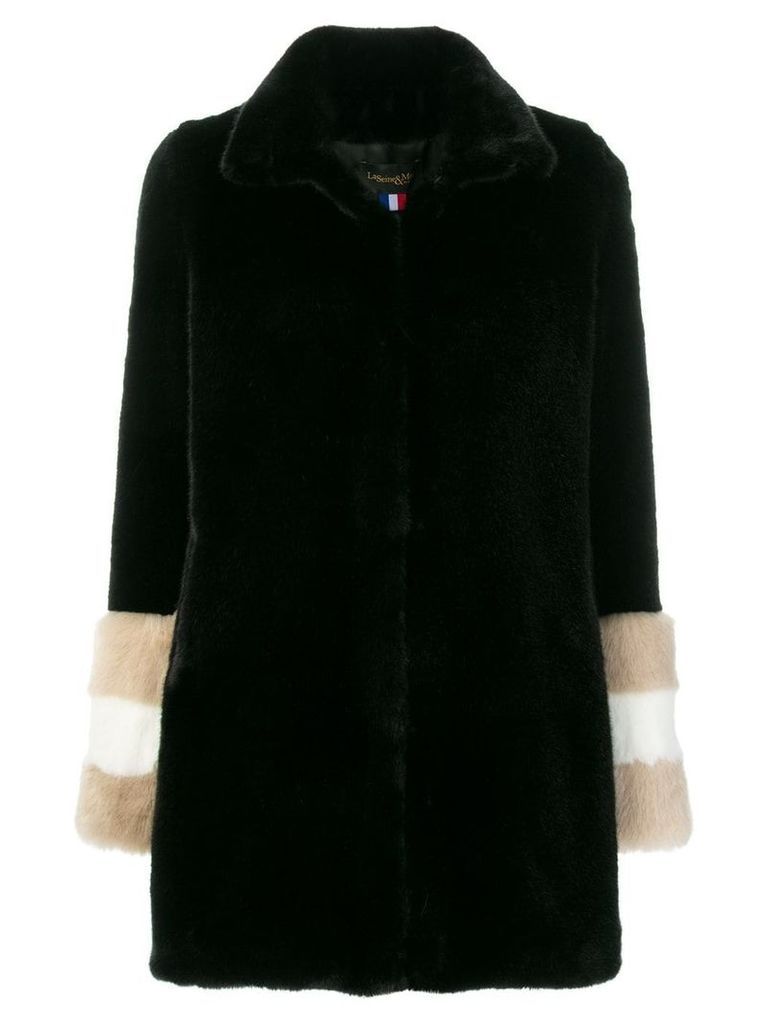 La Seine & Moi Carene fur-sleeved coat - Black
