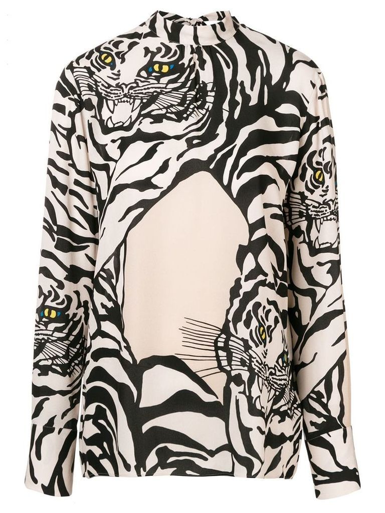 Valentino tiger printed blouse - NEUTRALS