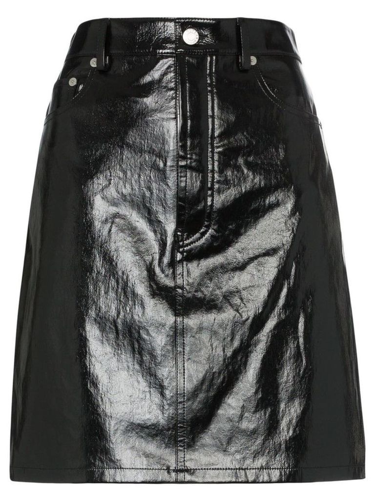 Helmut Lang five-pocket patent leather skirt - Black