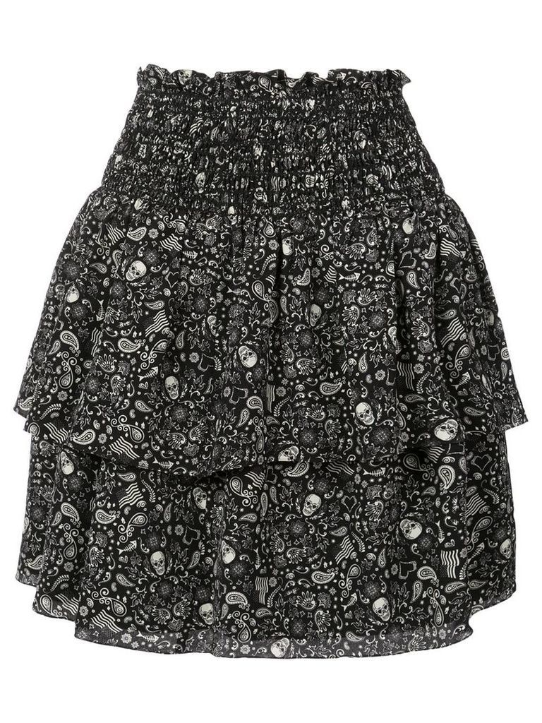 Saint Laurent printed ruffle trim mini skirt - Black
