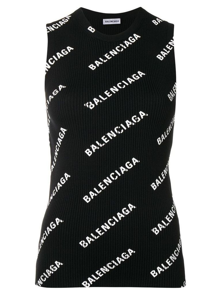 Balenciaga logo knit tank top - Black