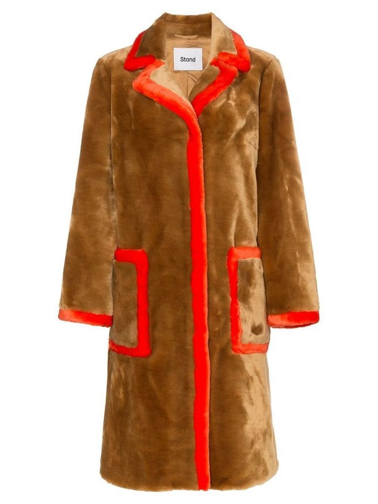 Stand chantal faux fur trimmed teddy coat - Brown
