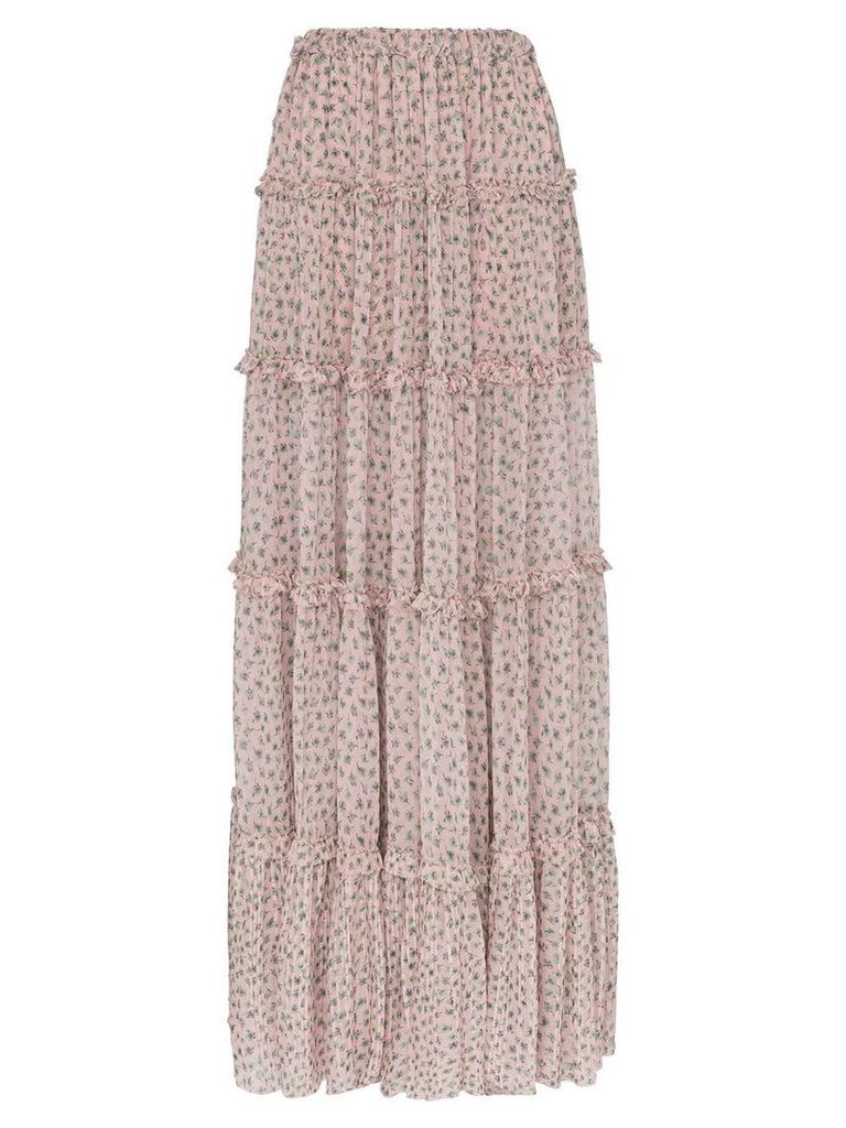AMIRI long floral layered skirt - PINK