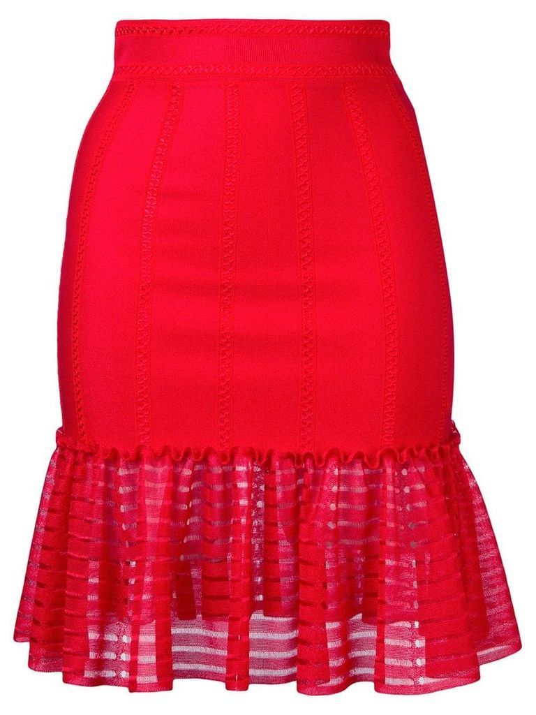 Alexander McQueen sheer panel skirt - Red
