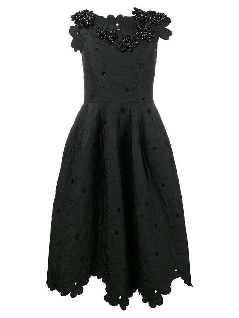 Simone Rocha Floral Cloque Dress - Black
