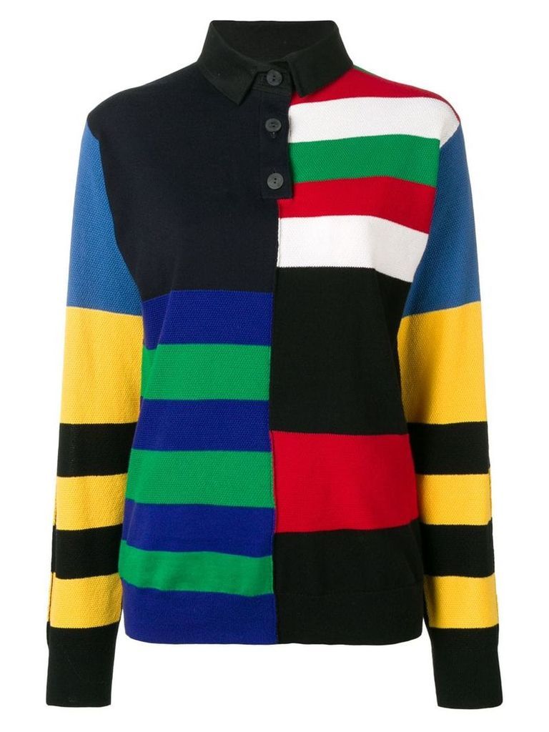 JW Anderson striped rugby knitted top - 850 COBALT
