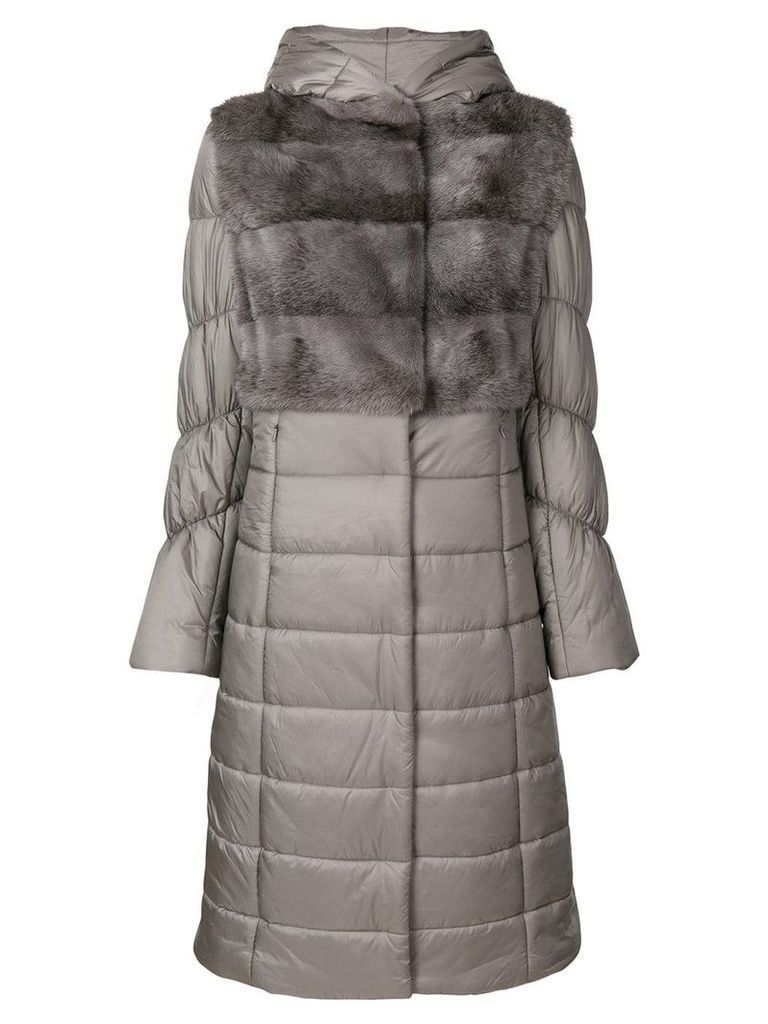 Liska fur trim padded coat - Grey